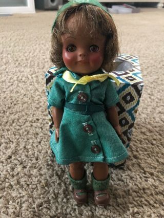 Vintage Effanbee Junior Girl Scout Doll 8 1/2 " African American Black Rare