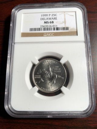 1999 - P Delaware Quarter Ngc Ms68 Best Ebay Price Very Rare Only 58 In This Grade