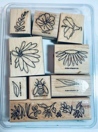 Rare Retired Stampin Up Stamp Set Of 9 In Full Bloom - Euc