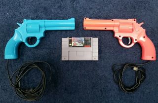 Rare Snes Lethal Enforcers W/pink & Blue Guns - & - Nintendo
