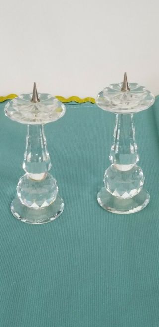 Swarovski Crystal Candle Holders 7600 119 000 Rare - Retired