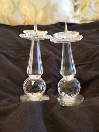 Swarovski Crystal Candle Holders 7600 119 000 RARE - Retired 3