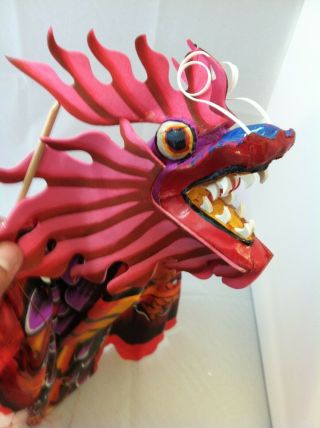Gorgeous 3 - D Handmade Dragon Kite From Bali Red Rare
