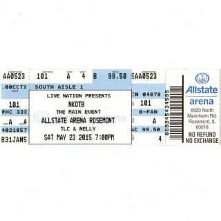 Nkotb & Tlc & Nelly Concert Ticket Stub Chicago Il 5/23/15 Allstate Arena Rare