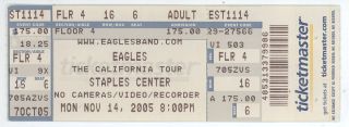 Rare The Eagles 11/14/05 Los Angeles Ca Staples Center Concert Ticket