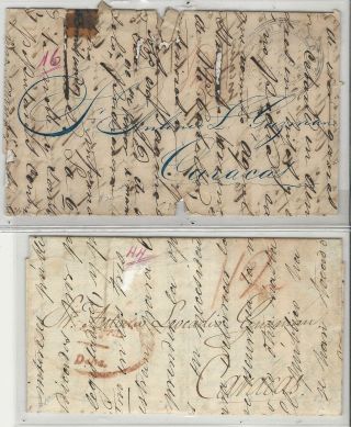 Venezuela: 1845; Prephilatelic 2,  Letters In Not,  But Rare.  Ve1175