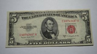 $5 1953 Red Seal Bank Note Bill Xf Silver Certificate Note Rare