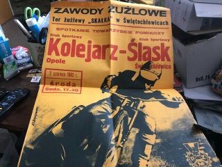 Polish League Speedway 1982 - - Opole V Slask - - Large Advertising Poster - - Rare