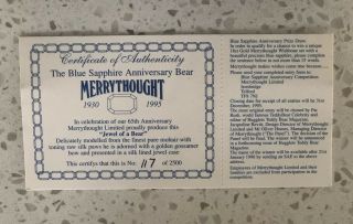 Rare Merrythought Blue Sapphire Anniversary Bear Limited Edition Of 2500 117 4