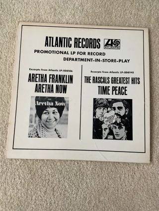 Atlantic Records White Label In - Store Promo Lp - Rare (aretha Franklin,  Rascals)
