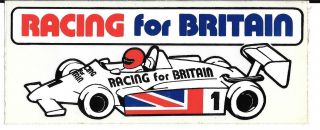 Racing For Britain Sticker 1980s Very Rare Formula 2 3 F1 Gp Nigel Mansell