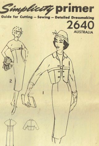 SIMPLICITY 2640 RARE VINTAGE 1940 ' s - 50 ' s DRESS & JACKET PATTERN,  SIZE 12 2