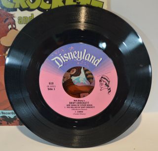 RARE VINTAGE 1950 ' s RECORD 45 RPM DISNEY ' S - Davy Crockett and song of other her 4