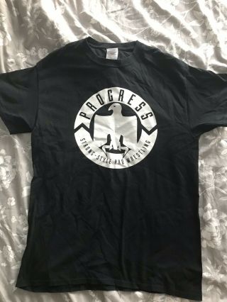 Progress Wrestling Classic Logo Back Print T Shirt Rare Medium