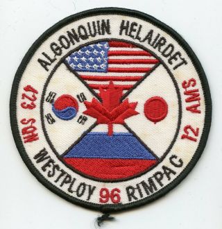 Rare Rcaf 423 Squadron 1996 Westploy Rimpac Algonquin Patch Uniform Crest Flash