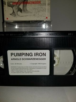 PUMPING IRON VHS 1992 VINTAGE TAPE VIDEO VERY RARE WHITE SLEEVE ARNOLD 5