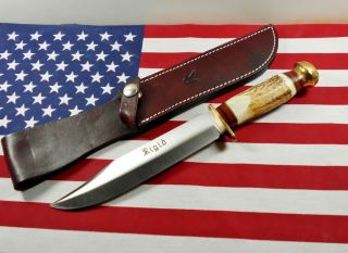 Rare/mint 1974 Rigid Rg38 Custom Bowie Knife/leather Sheath Hand - Made Italy