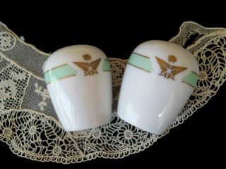 Vintage Air Force Salt Pepper Shakers Gold Logo Front Green Band Military Rare