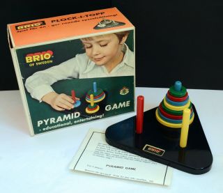Rare Vintage Brio " Pyramid Game " With Box & Instructions C1970.  Toy