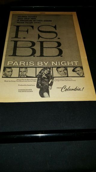 Paris By Night Frank Sinatra Rare 1958 Promo Poster Ad Framed