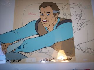 Rare 1980s Bravestarr Animated Cel & Pencil Drawing Man On Space Scooter