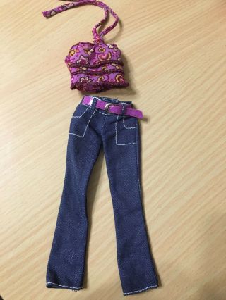 Barbie My Scene Swappin Style Nolee Doll Outfit Purple Halter Top Jean Pant Rare