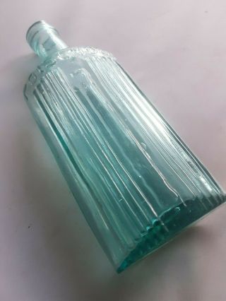 Rare Ice Blue Early Poison Bottle Poisonous Not To Be Taken With Heavy Ribs