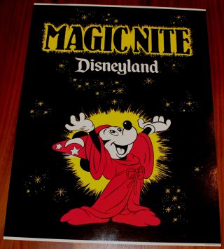 Rare Vintage Disneyland Magic Nite Mickey Mouse Poster 16 " X 21 3/4 "