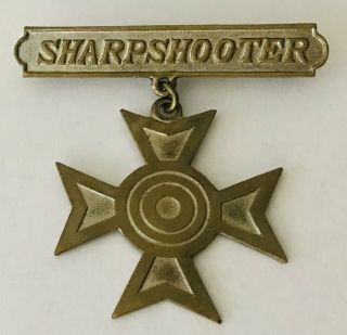 Sharpshooter Marksman Rifle Shooting Us Military Pin Badge Rare Vintage (n9)