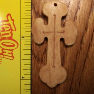 rare medieval byzantine carved decorative BONE cross pendant 2