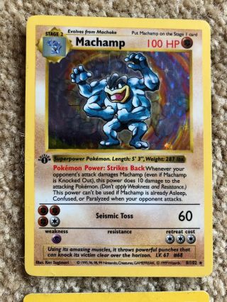 6 First Edition Pokémon Cards W/ Very Rare Holo Machamp & Holo Nidoqueen 10/10 2