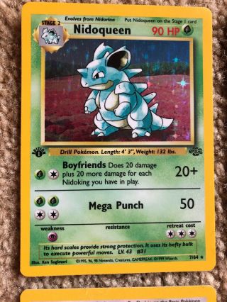 6 First Edition Pokémon Cards W/ Very Rare Holo Machamp & Holo Nidoqueen 10/10 3