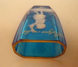 Rare Antique Victorian Blue Mary Gregory Vase / Gold Gilt Scrip 7