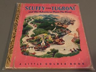 Rare 1946 A Little Golden Book: Scuffy The Tugboat And His Adventures Down River