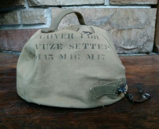 Rare Vintage Ww2 Fuze Setter Unique Canvas Zip Bag Marked Logo