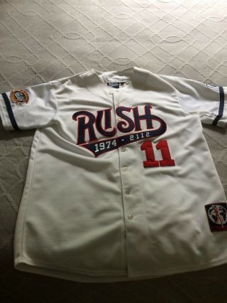 Rush Jersey Time Machine Tour White Rare L 2112 Stitched Baseball Oop