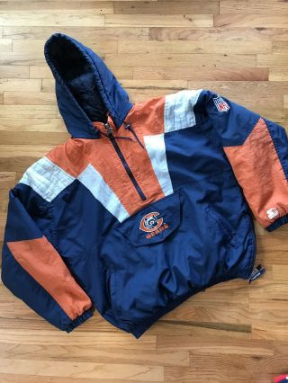 Rare Vintage 90s Chicago Bears Starter Jacket With Hood Size Xl