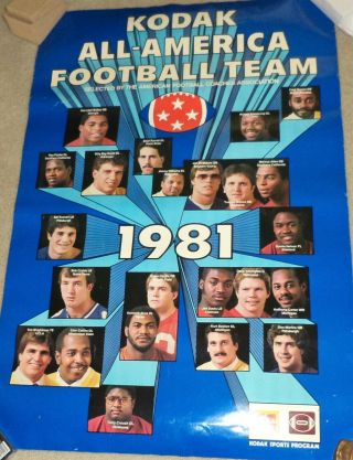 Vtg 1981 Kodak All - America Football Team Poster Herschel Walker,  Marino,  Rare
