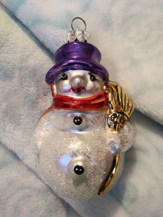 Rare 92 - 067 - ? Christopher Radko Littlest Snowman Glass Christmas Ornament 3.  5 "