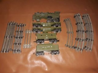 Mar Toys U.  S.  A.  Army Train Carts And Engine W/ Tracks - Rare