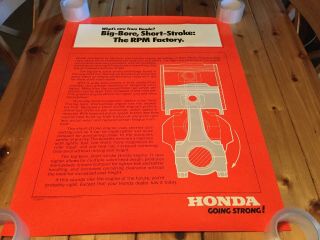 Rare 1978 Dealership Honda Motorcycle Poster 24” X 32”