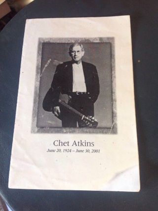 Guitarist Chet Atkins Funeral Program Rare