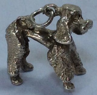 Rare Vintage Silver Bracelet Charm Of A Large French Poodle Dog