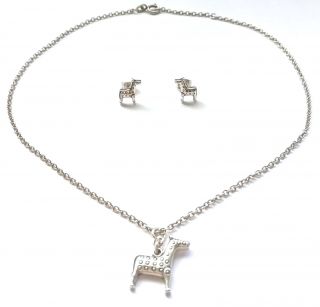 Kalevala Koru Kk Finland Set Of Sterling Silver Necklace & Earrings " Horse " Rare