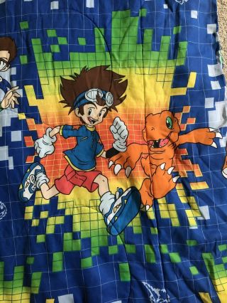 RARE Vintage Digimon Digital Monsters Kids Twin Comforter Blue Cover Blanket 4