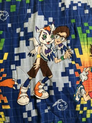 RARE Vintage Digimon Digital Monsters Kids Twin Comforter Blue Cover Blanket 5