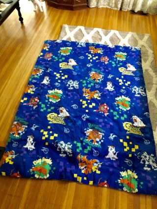 RARE Vintage Digimon Digital Monsters Kids Twin Comforter Blue Cover Blanket 7