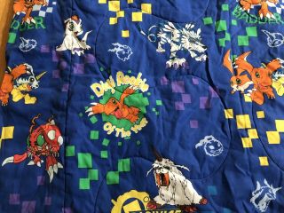 RARE Vintage Digimon Digital Monsters Kids Twin Comforter Blue Cover Blanket 8