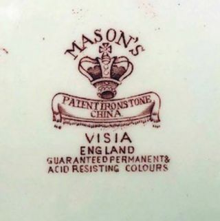 RARE Mason ' s Ironstone Pink Vista Square Covered Butter/Cheese/Sardine Holder NR 8