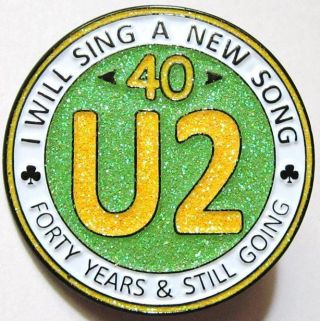 U2 Pin - 40th Anniversary Green Tribute Bono The Edge Irish Band Rare Brooch